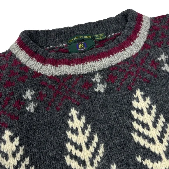 CLUB ROOM Vintage 100% Wool Handmade Sweater Fair Isle Nordic Ski Holiday Medium